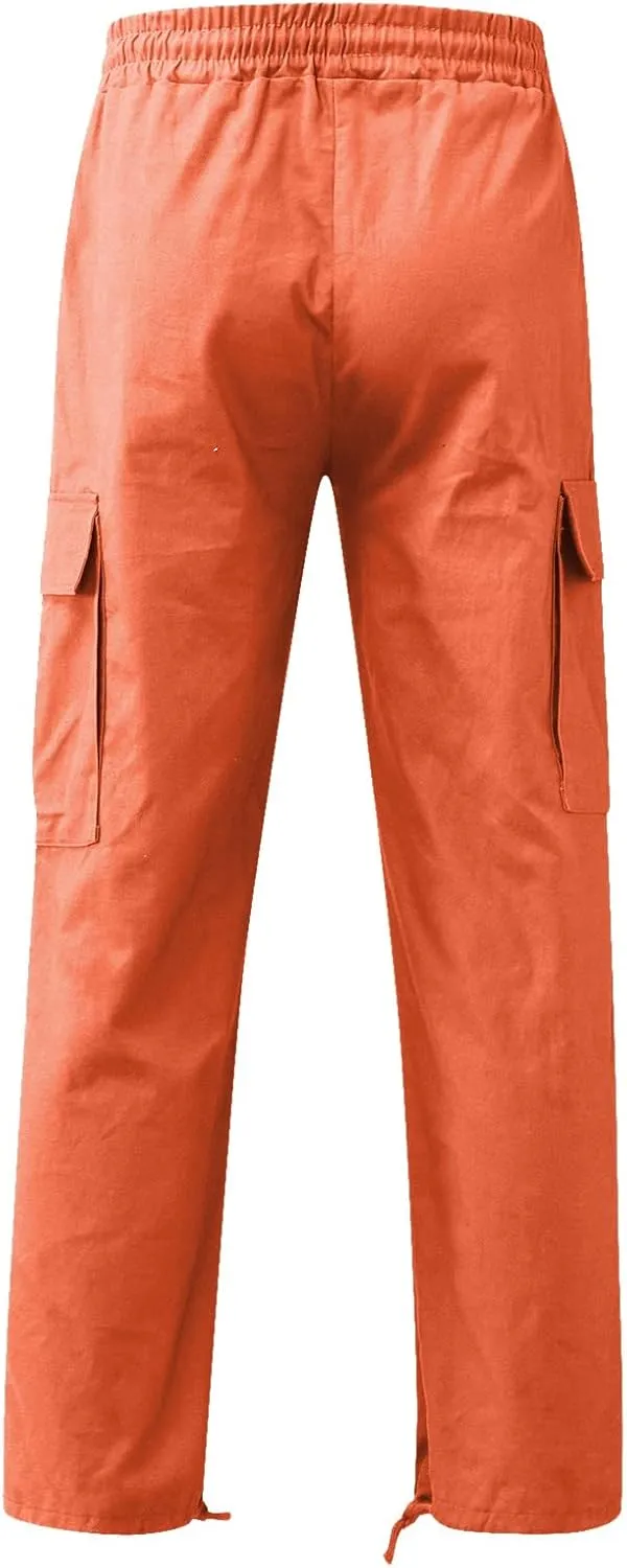 Cargo Sweatpants for Men Big and Tall Open Bottom Elastic Waist Cargo Joggers Loose Fit Running Athletic Tactical Pants