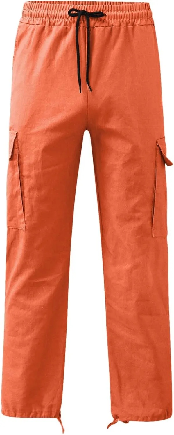 Cargo Sweatpants for Men Big and Tall Open Bottom Elastic Waist Cargo Joggers Loose Fit Running Athletic Tactical Pants