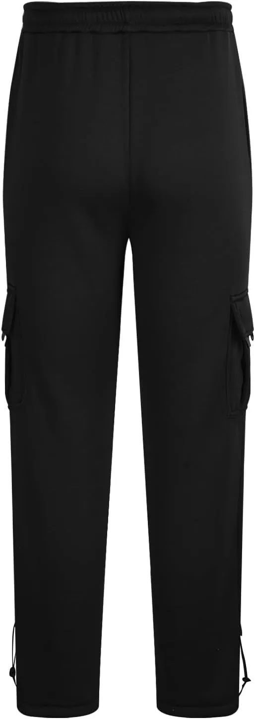 Cargo Sweatpants for Men Elastic Waist Pants with Multi Pockets Baggy Drawstring Jogger Pants Solid Workwear