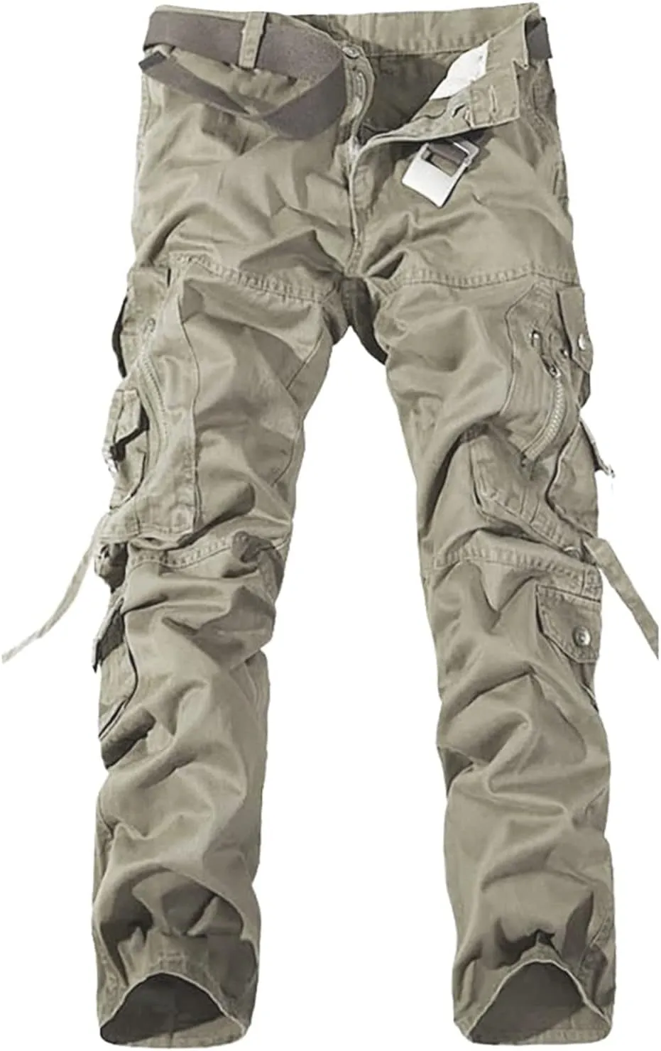Cargo Trousers for Men Fleece Cargo Sweatpants Stretch Elastic Waist Athletic Workout Jogger Drawstring Sport Pants