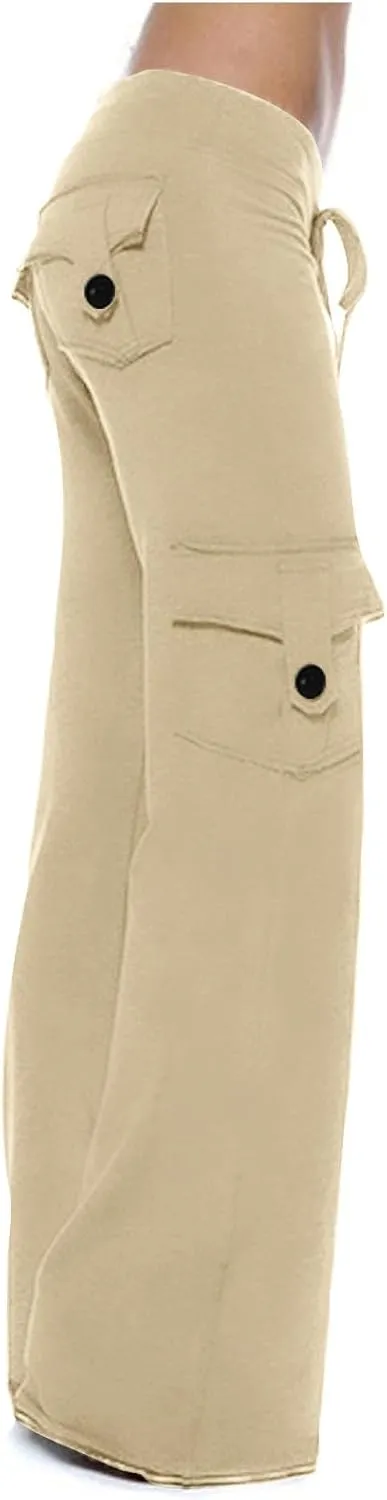 Cargo Yoga Pants for Women High Waisted Wide Leg Pants Workout Gym Pants Multi Pocket Cargo Pants Trousers