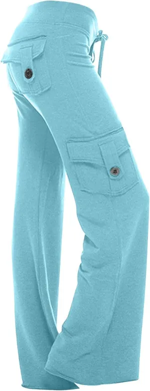 Cargo Yoga Pants for Women High Waisted Wide Leg Pants Workout Gym Pants Multi Pocket Cargo Pants Trousers