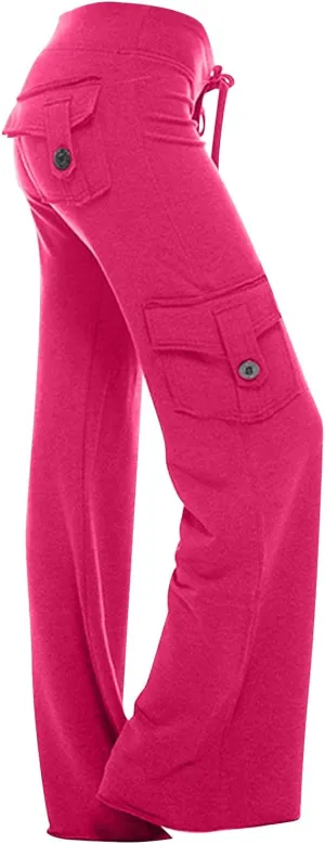Cargo Yoga Pants for Women High Waisted Wide Leg Pants Workout Gym Pants Multi Pocket Cargo Pants Trousers