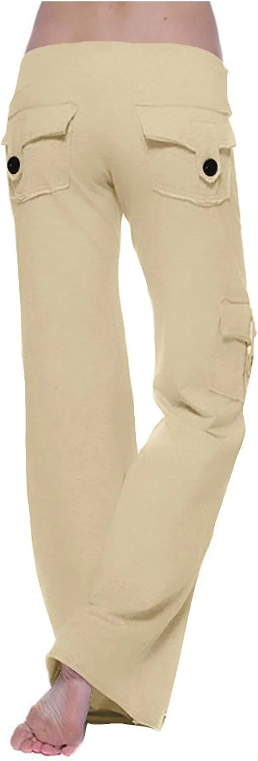 Cargo Yoga Pants for Women High Waisted Wide Leg Pants Workout Gym Pants Multi Pocket Cargo Pants Trousers