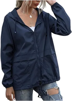 Cdiecer Rain Coats For Women Waterproof Spring Jacket Rain Jackets With Hood Adjustable Windbreaker Travel Raincoats