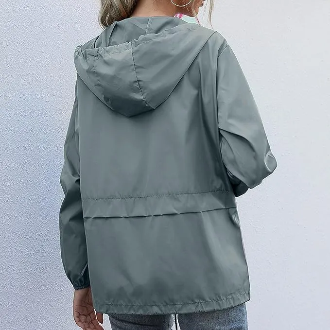 Cdiecer Rain Coats For Women Waterproof Spring Jacket Rain Jackets With Hood Adjustable Windbreaker Travel Raincoats