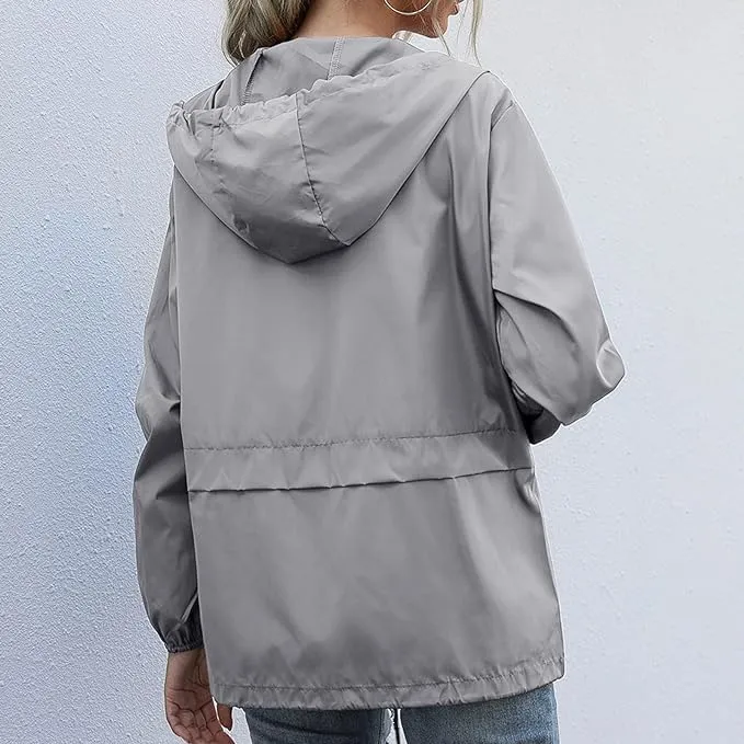 Cdiecer Rain Coats For Women Waterproof Spring Jacket Rain Jackets With Hood Adjustable Windbreaker Travel Raincoats