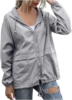 Cdiecer Rain Coats For Women Waterproof Spring Jacket Rain Jackets With Hood Adjustable Windbreaker Travel Raincoats