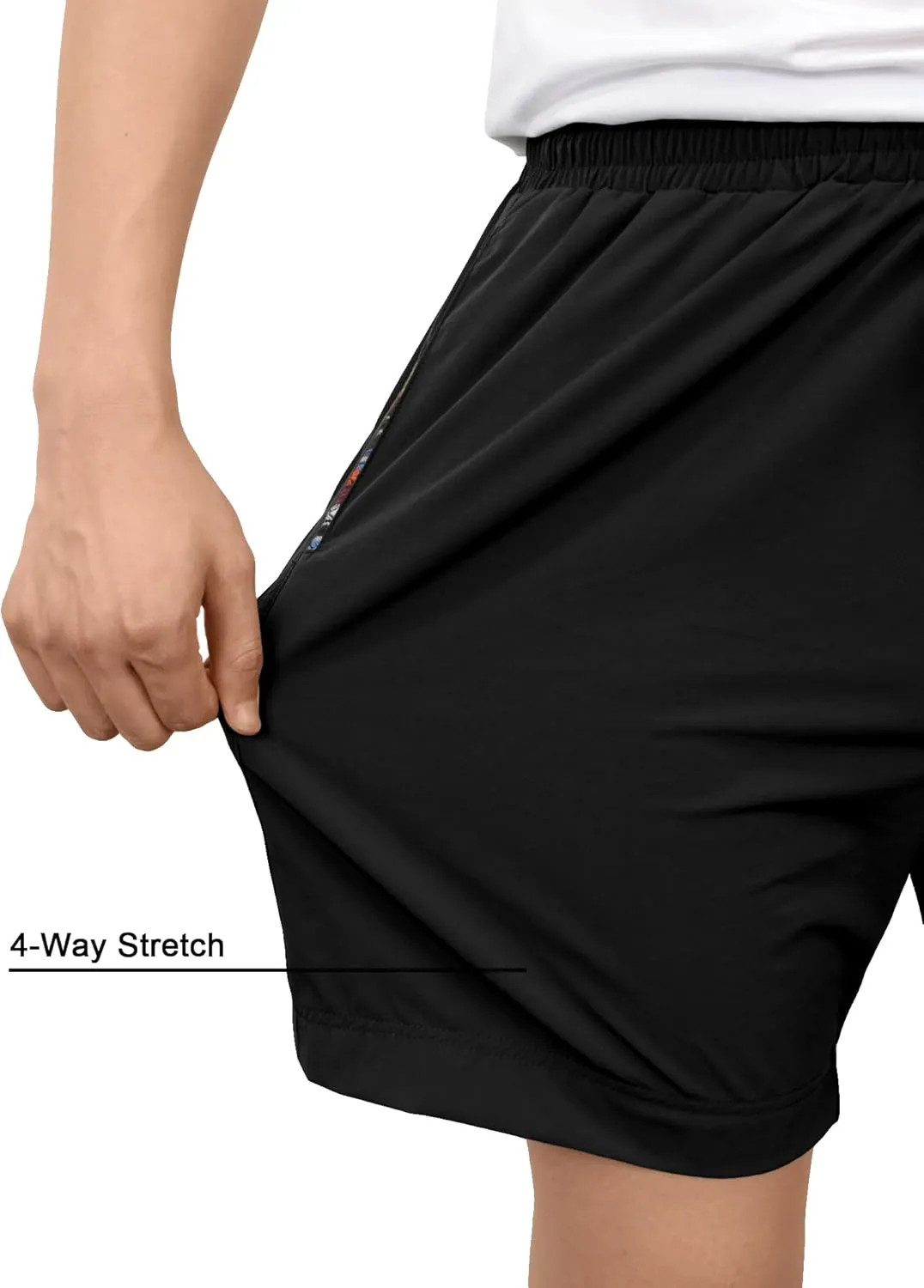 Comdecevis Men's Athletic Shorts 6" Quick-Dry 4-Way Stretch Color Block Elastic Waist Summer Beach Swimming Shorts