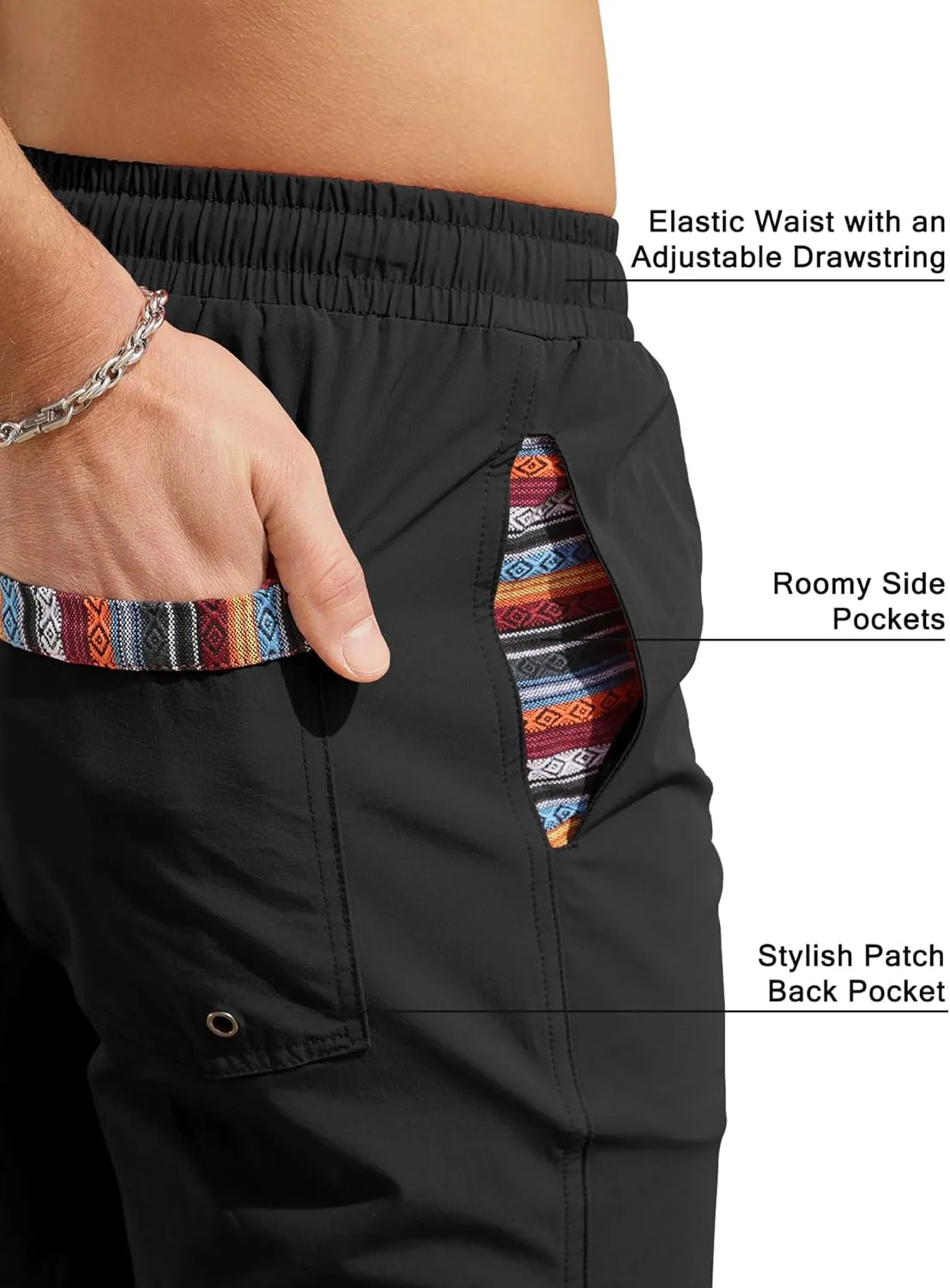 Comdecevis Men's Athletic Shorts 6" Quick-Dry 4-Way Stretch Color Block Elastic Waist Summer Beach Swimming Shorts