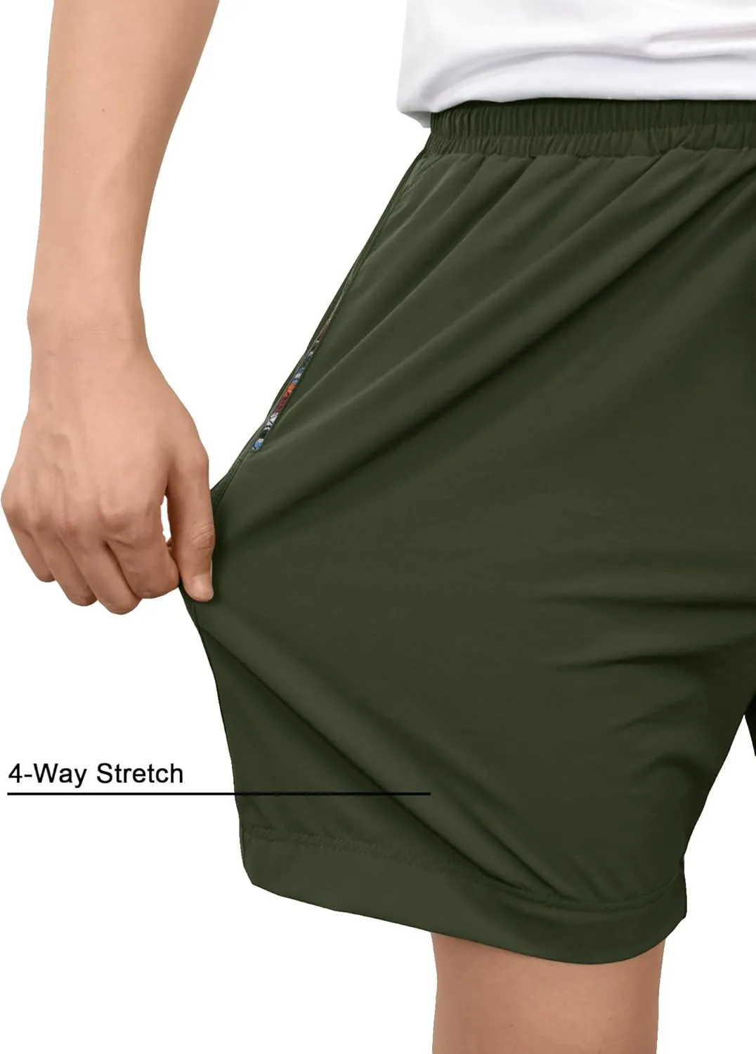 Comdecevis Men's Athletic Shorts 6" Quick-Dry 4-Way Stretch Color Block Elastic Waist Summer Beach Swimming Shorts