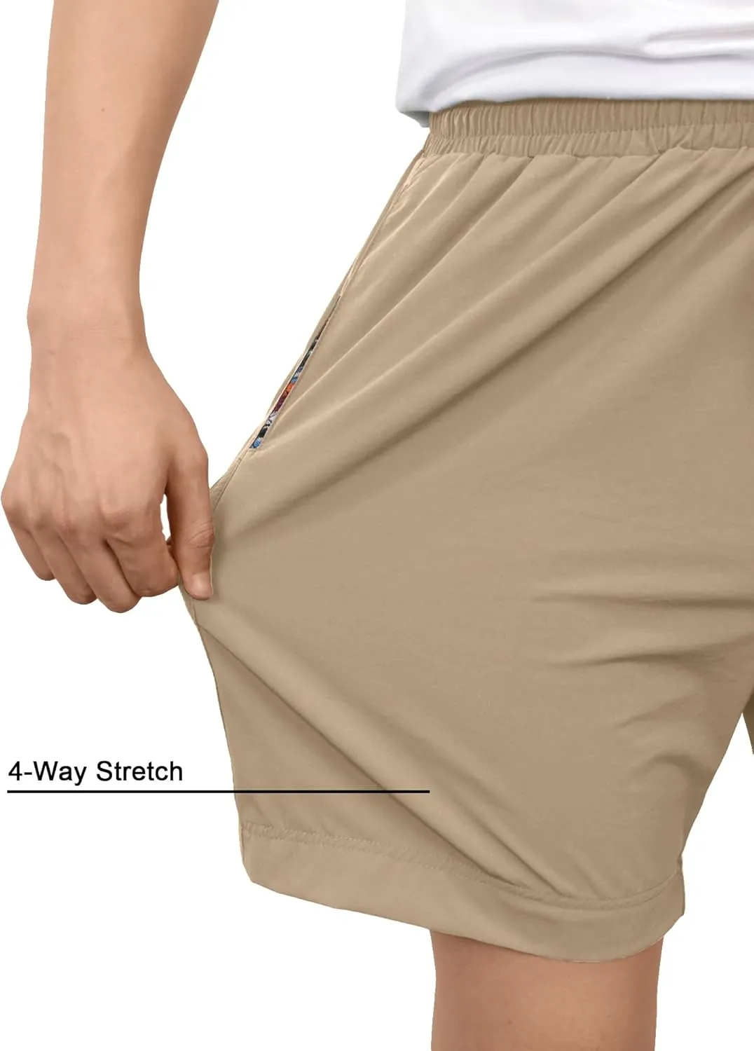 Comdecevis Men's Athletic Shorts 6" Quick-Dry 4-Way Stretch Color Block Elastic Waist Summer Beach Swimming Shorts