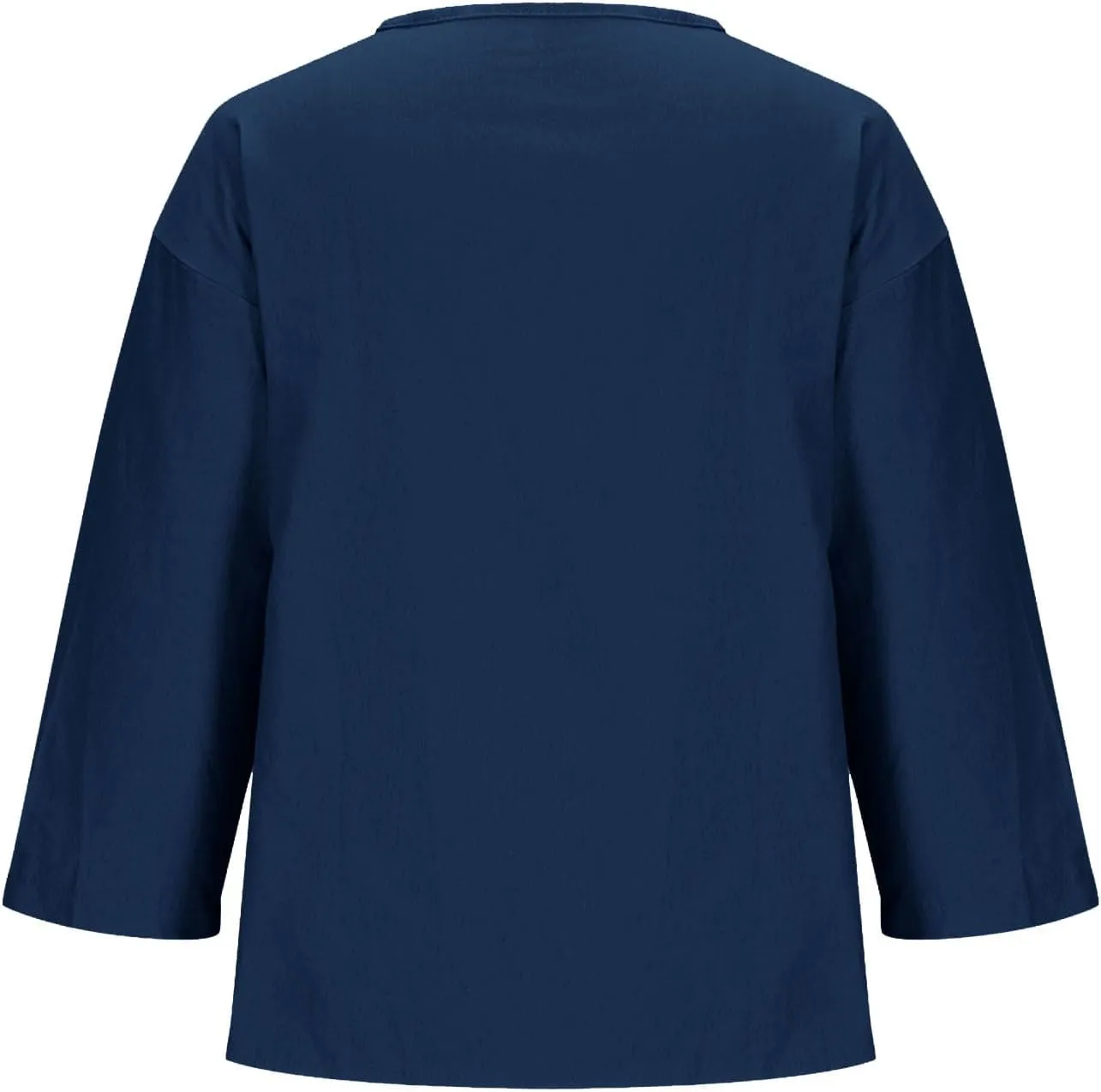 Cotton Linen T Shirt for Women Plus Size Button Up Fashion Casual Blouse Top 3/4 Sleeve 2025 Summer Boho Tunic Shirts