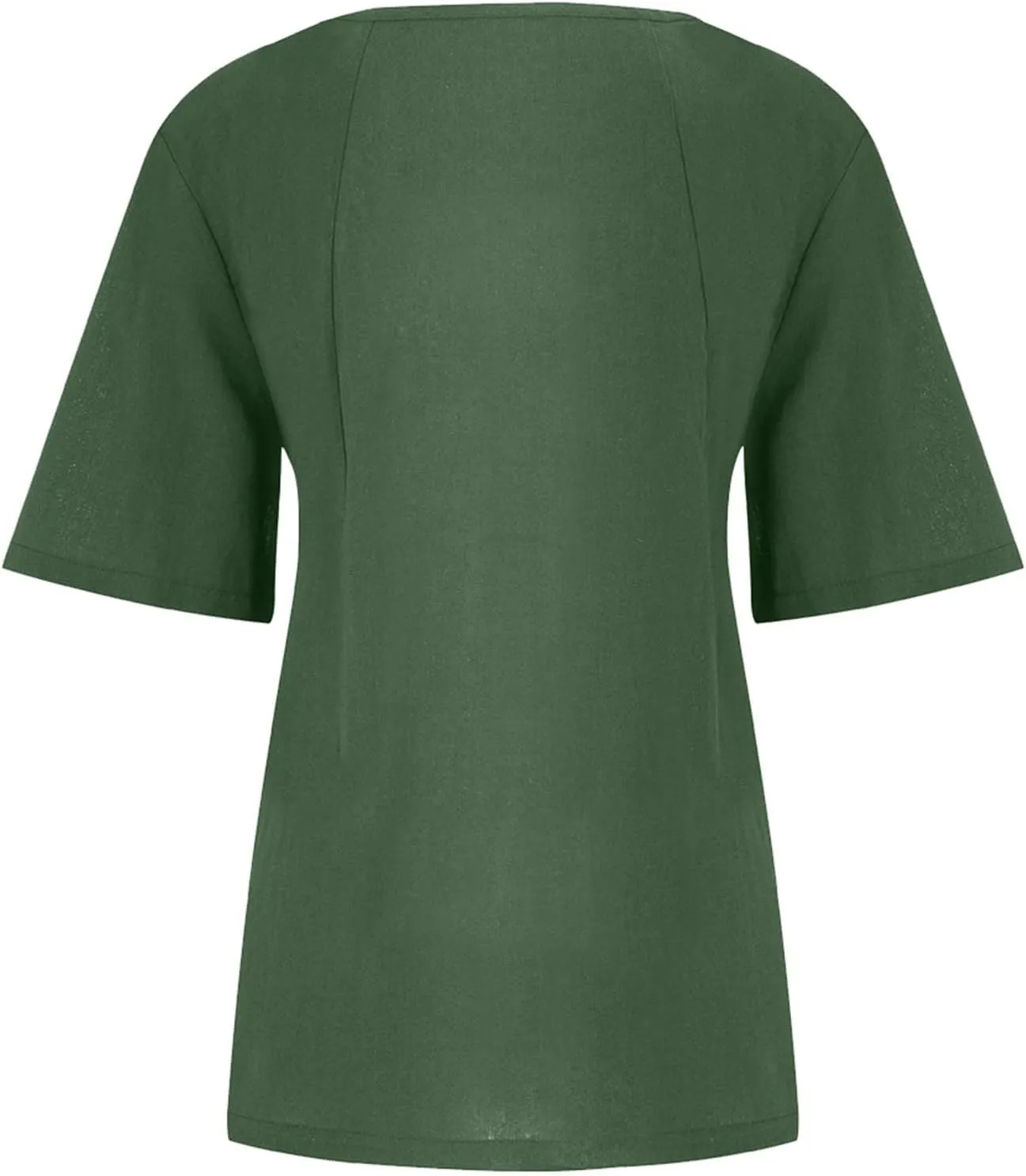 Cotton Linen Tops for Women Short Sleeve Round Neck T Shirts Oversized Embroidery Floral Printed Loose Blouses S-5XL