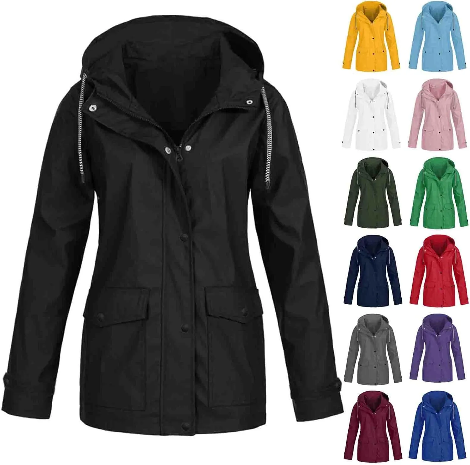 CRNTCEM Men's Waterproof Rain Jacket Fall Soft Shell Hooded Military Tactical Jacket Lightweight Hiking Windbreaker Jackets