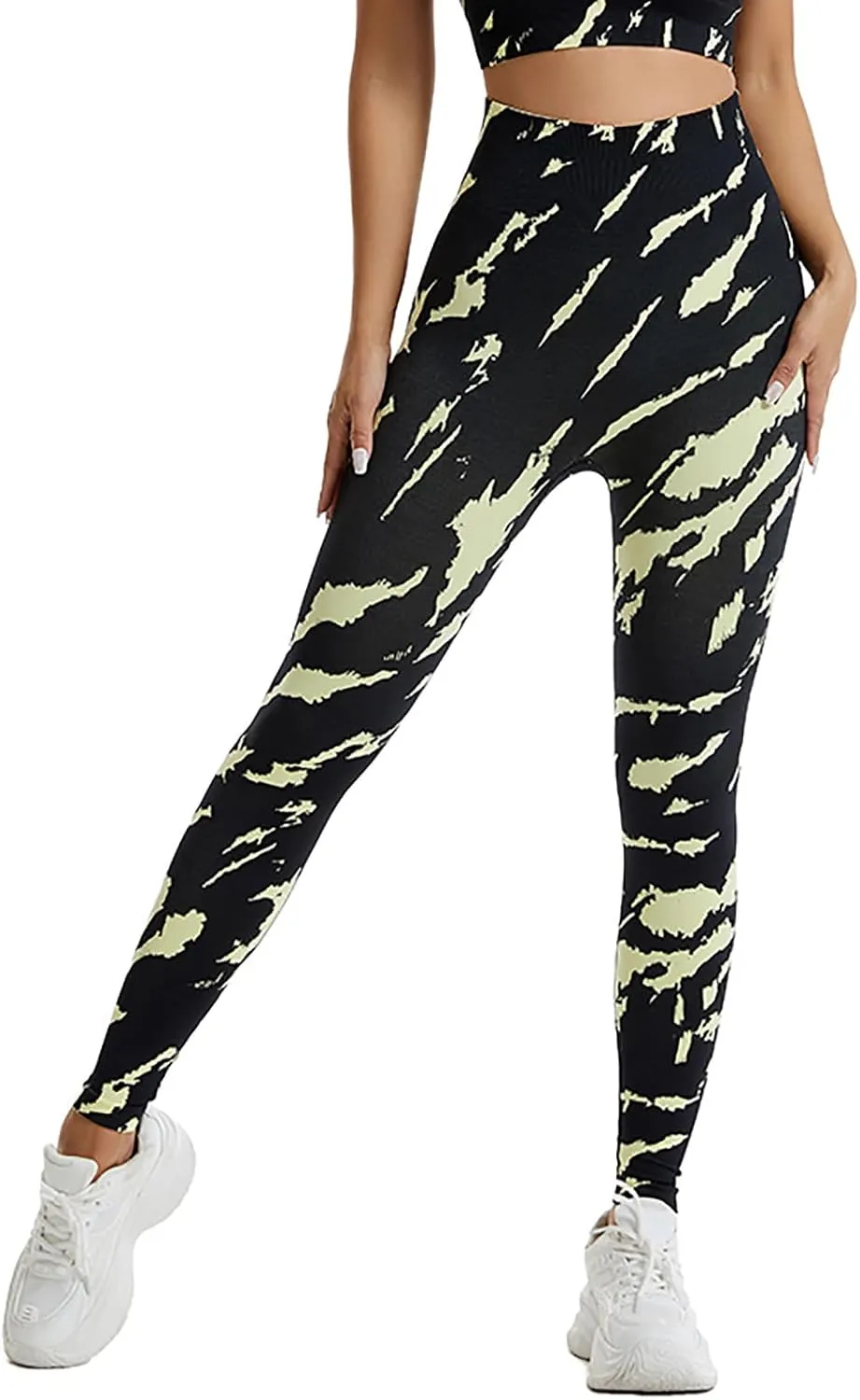 DASAYO Seamless Yoga Pants for Women High Waist Tummy Control Full Length Camo Print Active Gym Leggings