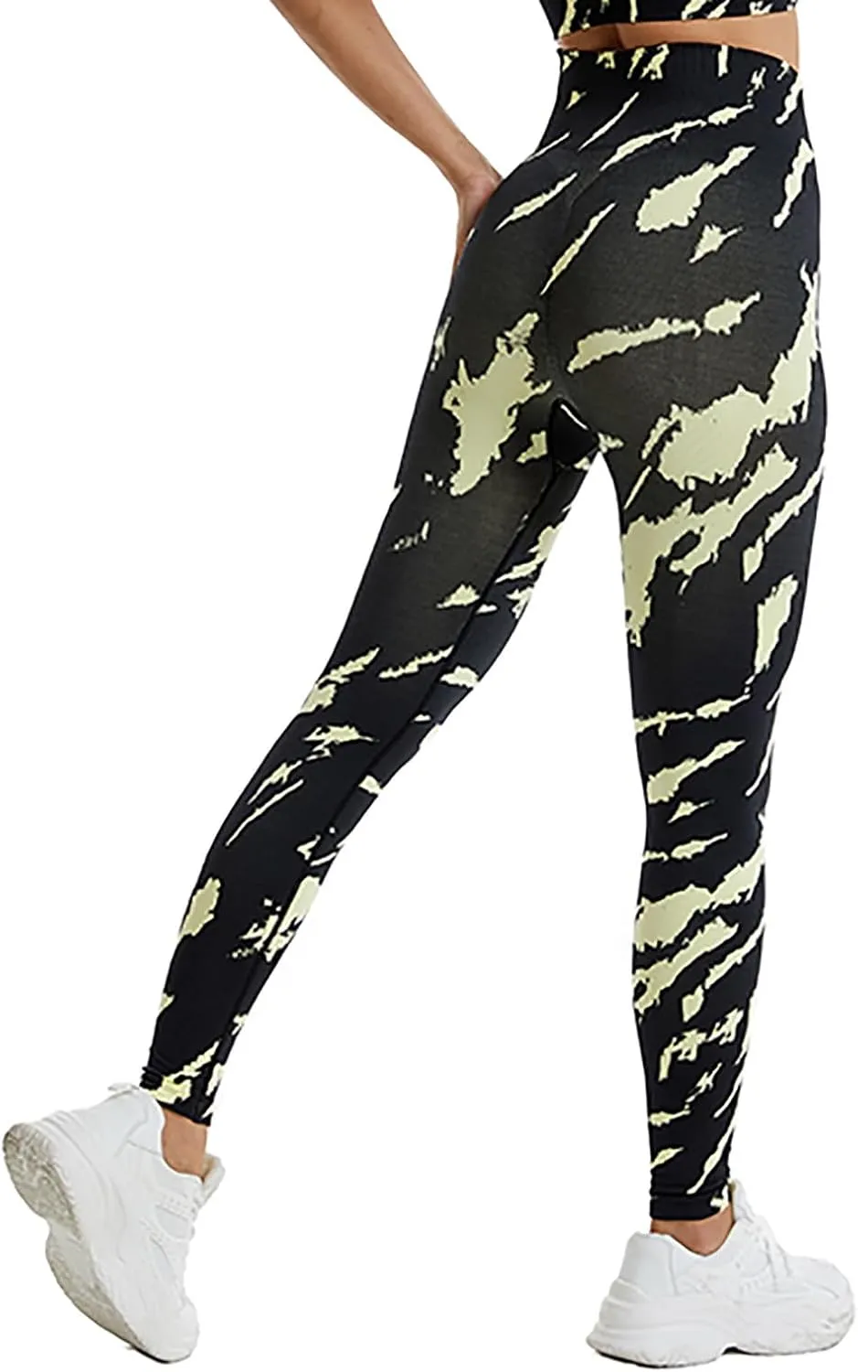 DASAYO Seamless Yoga Pants for Women High Waist Tummy Control Full Length Camo Print Active Gym Leggings