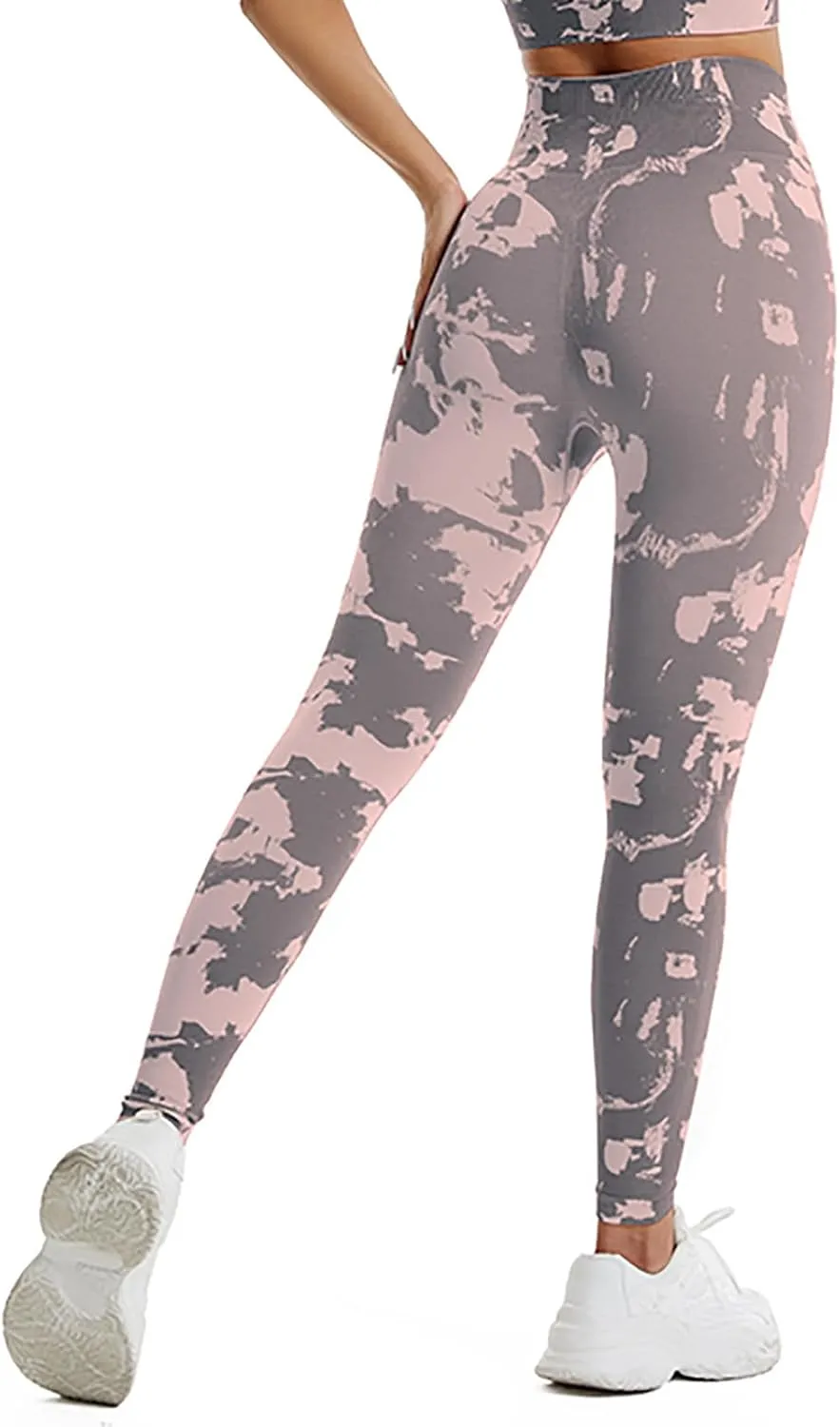 DASAYO Seamless Yoga Pants for Women High Waist Tummy Control Full Length Camo Print Active Gym Leggings