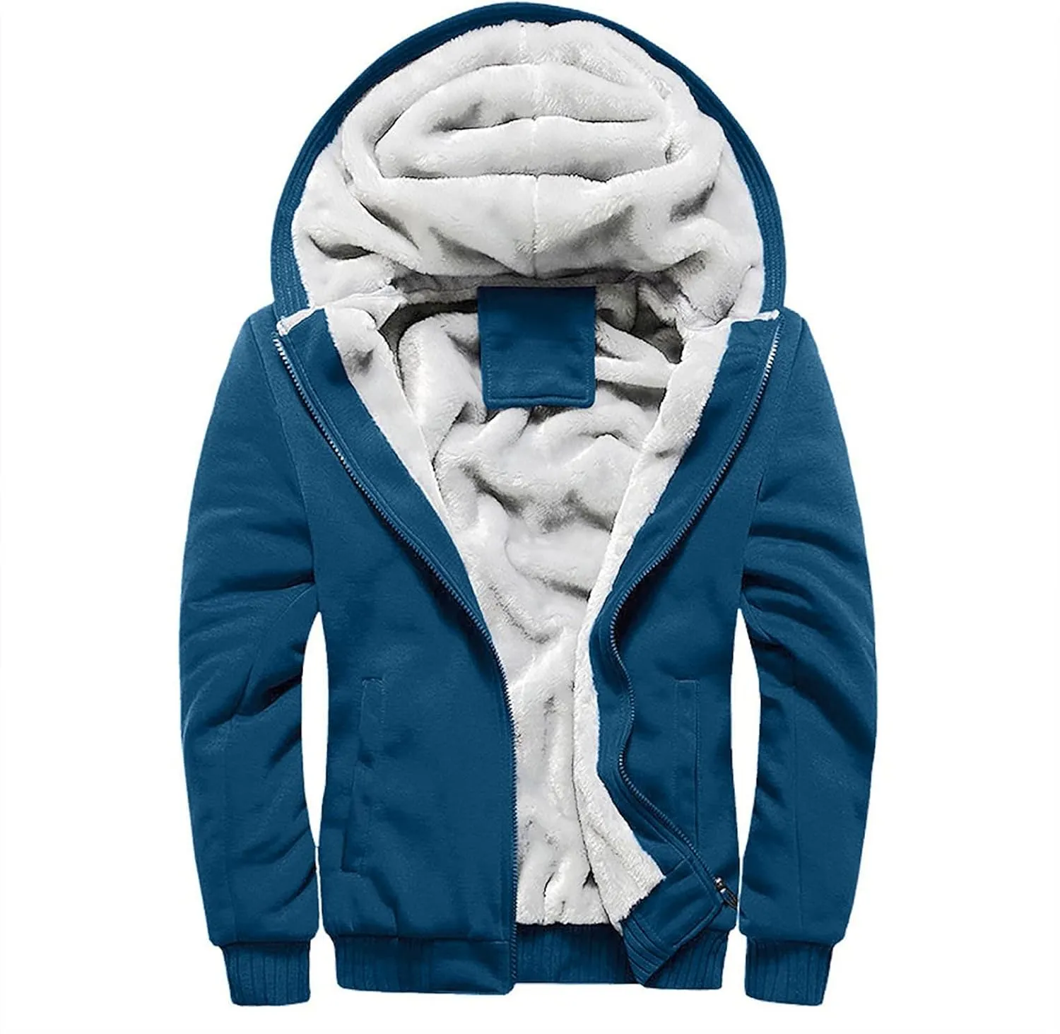 DuDubaby Hoodies for Men Big and Tall Long Sleeve Hoodie Men Winter Warm Fleece Hooded Zipper Sweater Jacket Outwear Coat