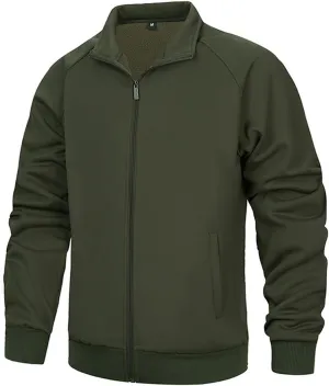 evzosrz Men's Windbreakers Lightweight Fleece Lined Bomber Jackets Full Zip Up Fall Winter Windproof Warm Outdoor Work Coats