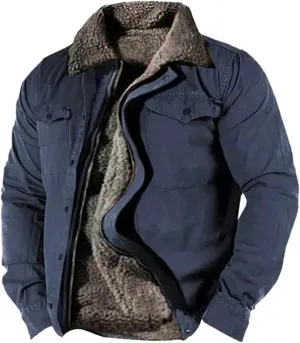 evzosrz Mens Wool Coat Thicken Heavyweight Sherpa Fleece Lined Outwear Lapel Classic Casual Winter Warm Thermal Shirt Jackets