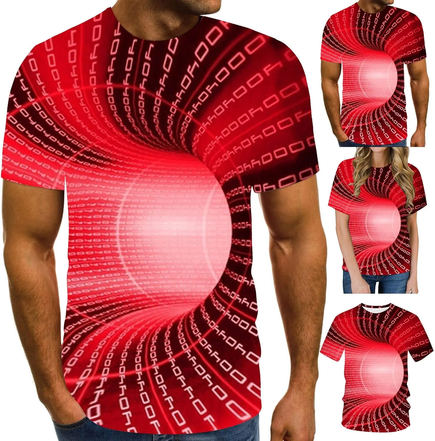 Fashion 3D Print T-Shirts for Men Cool Design Graphics Pattern Crewneck Short Sleeve Tees Optical Illusion Hip Hop Streetwear