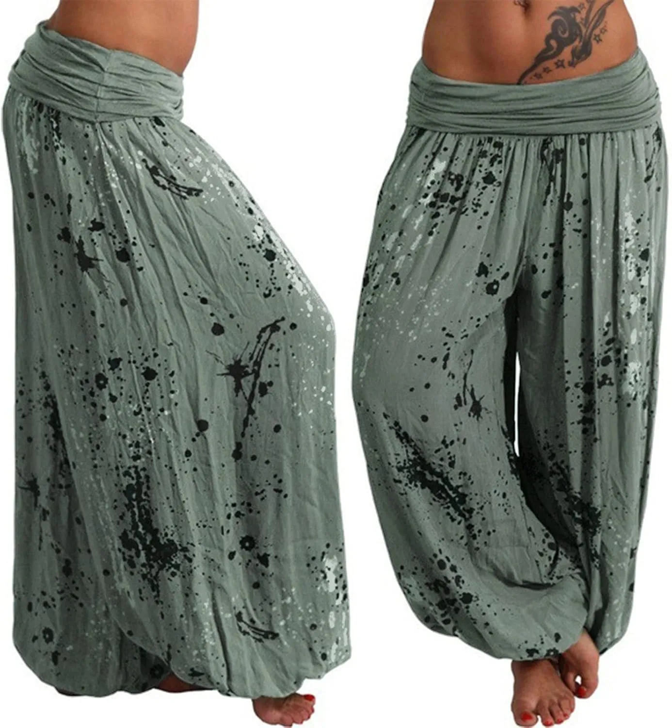 Fashion Pants for Women Fashion Printed Elastic Waist Binded Feet Harem Trousers Loose Fit Hip Hop Summer Street Pant
