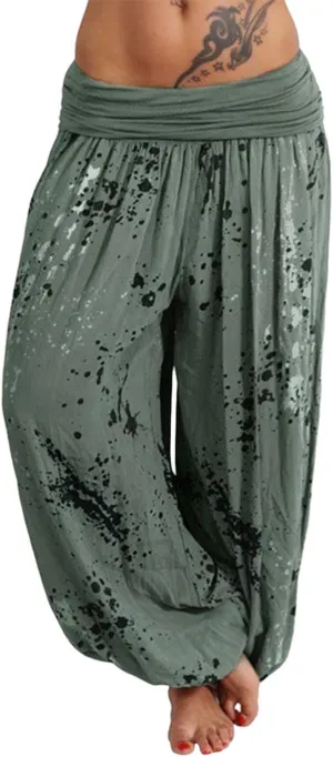 Fashion Pants for Women Fashion Printed Elastic Waist Binded Feet Harem Trousers Loose Fit Hip Hop Summer Street Pant