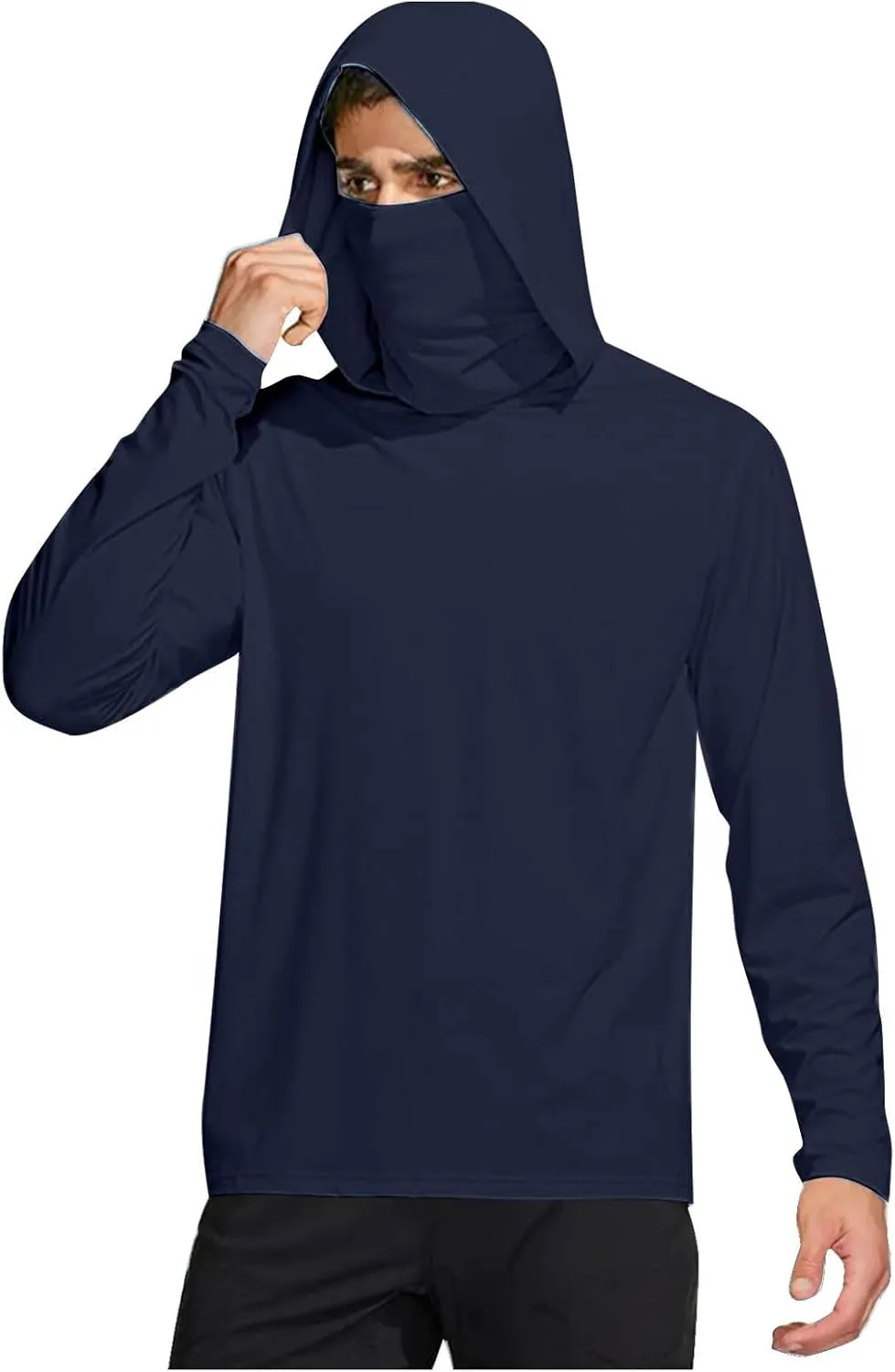 Fishing Shirt for Men UPF 50  UV Sun Shirts Outdoor Fishing Hoodie with Gaiter Long Sleeve Hiking Shirts Rash Guards