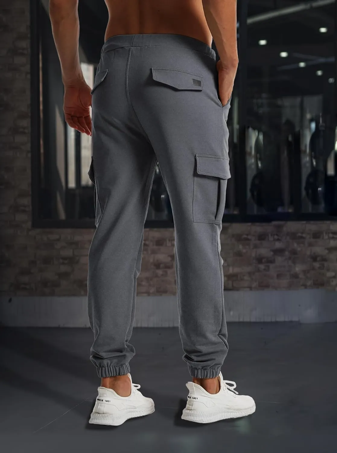 FLYFIREFLY Men's Joggers Gym Running Workout Hiking Pants Athletic Drawstring Bottom Sweatpants with Pockets