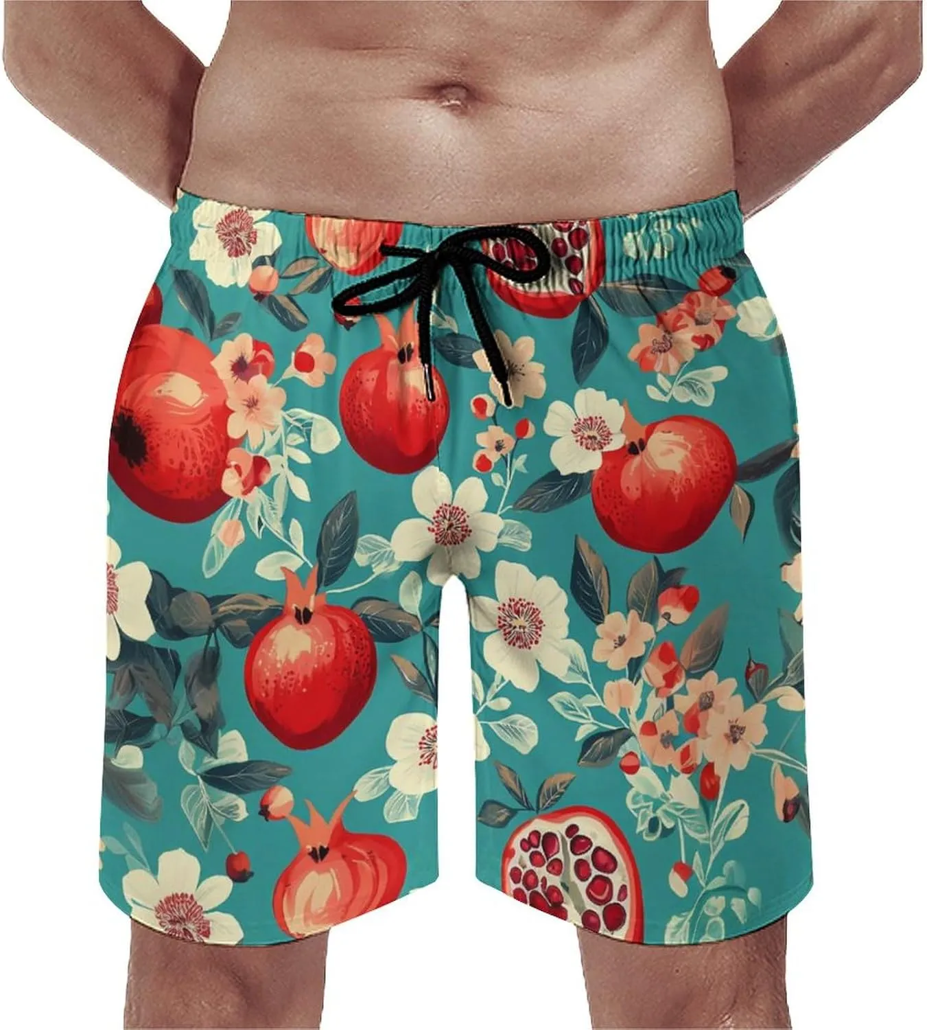 Food Pattern Men's Athletic Running Shorts with Pockets Lightweight Beach Shorts Quick Dry