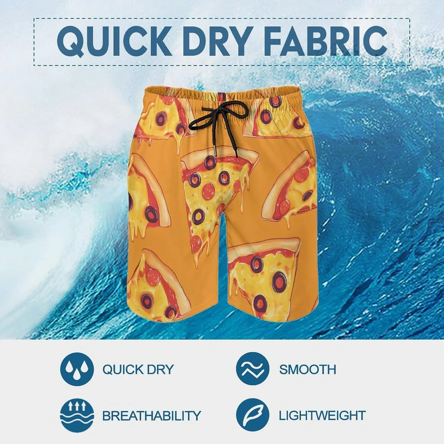 Food Pattern Men's Athletic Running Shorts with Pockets Lightweight Beach Shorts Quick Dry