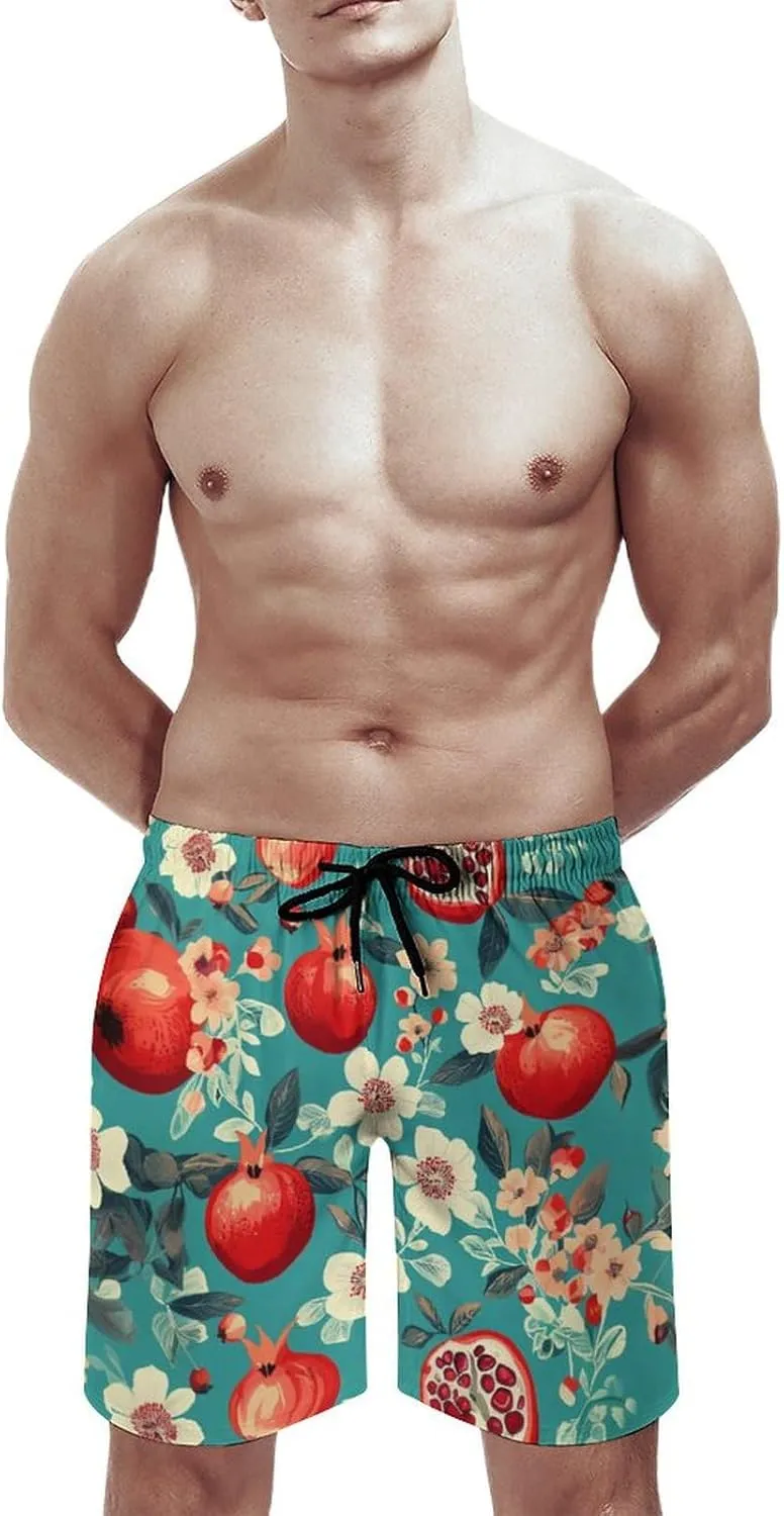 Food Pattern Men's Athletic Running Shorts with Pockets Lightweight Beach Shorts Quick Dry