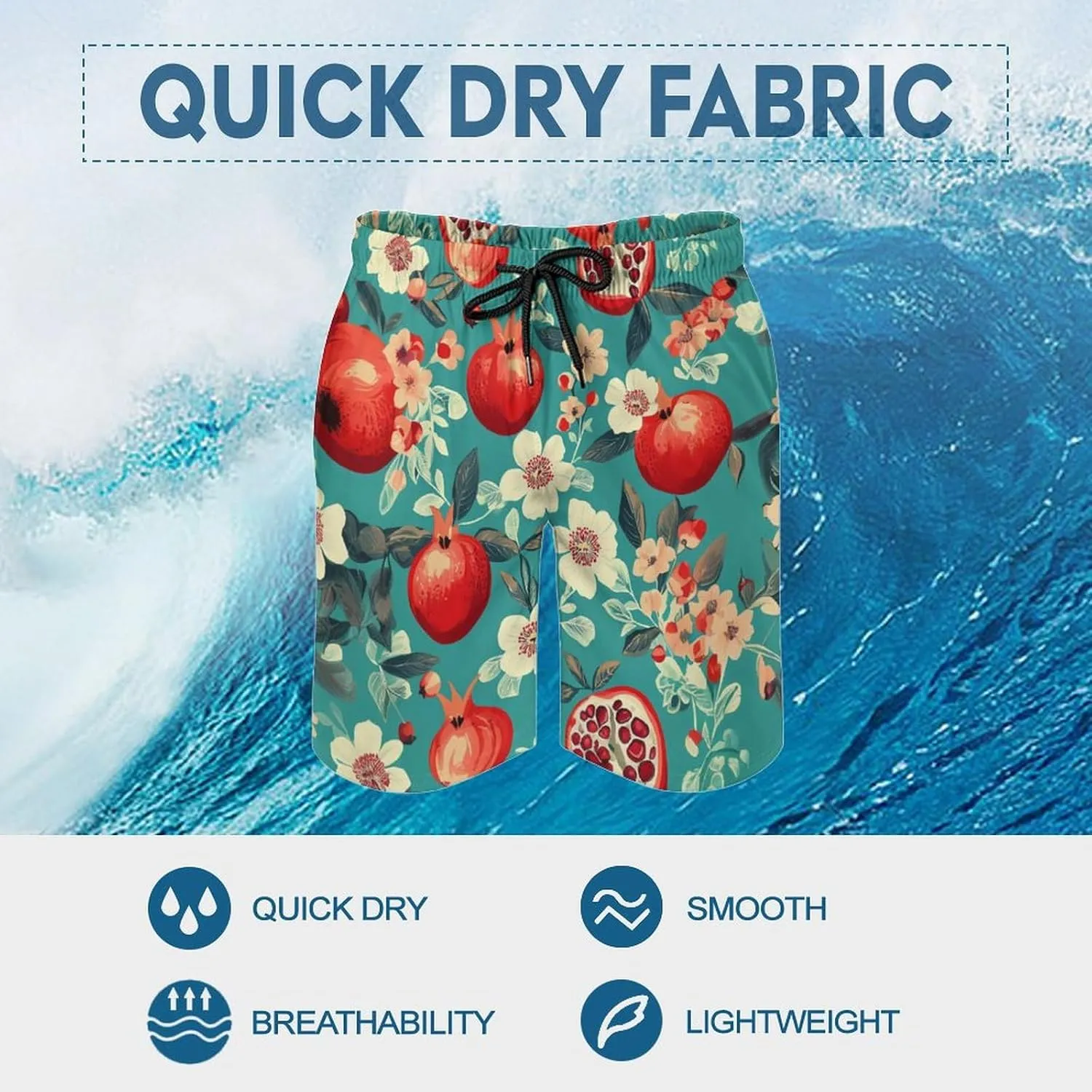 Food Pattern Men's Athletic Running Shorts with Pockets Lightweight Beach Shorts Quick Dry