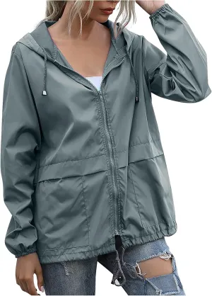 FRMUIC Rain Jackets for Women Waterproof Lightweight Hooded Rain Coats for Hiking Travel Outdoor Windbreaker Travel Jacket