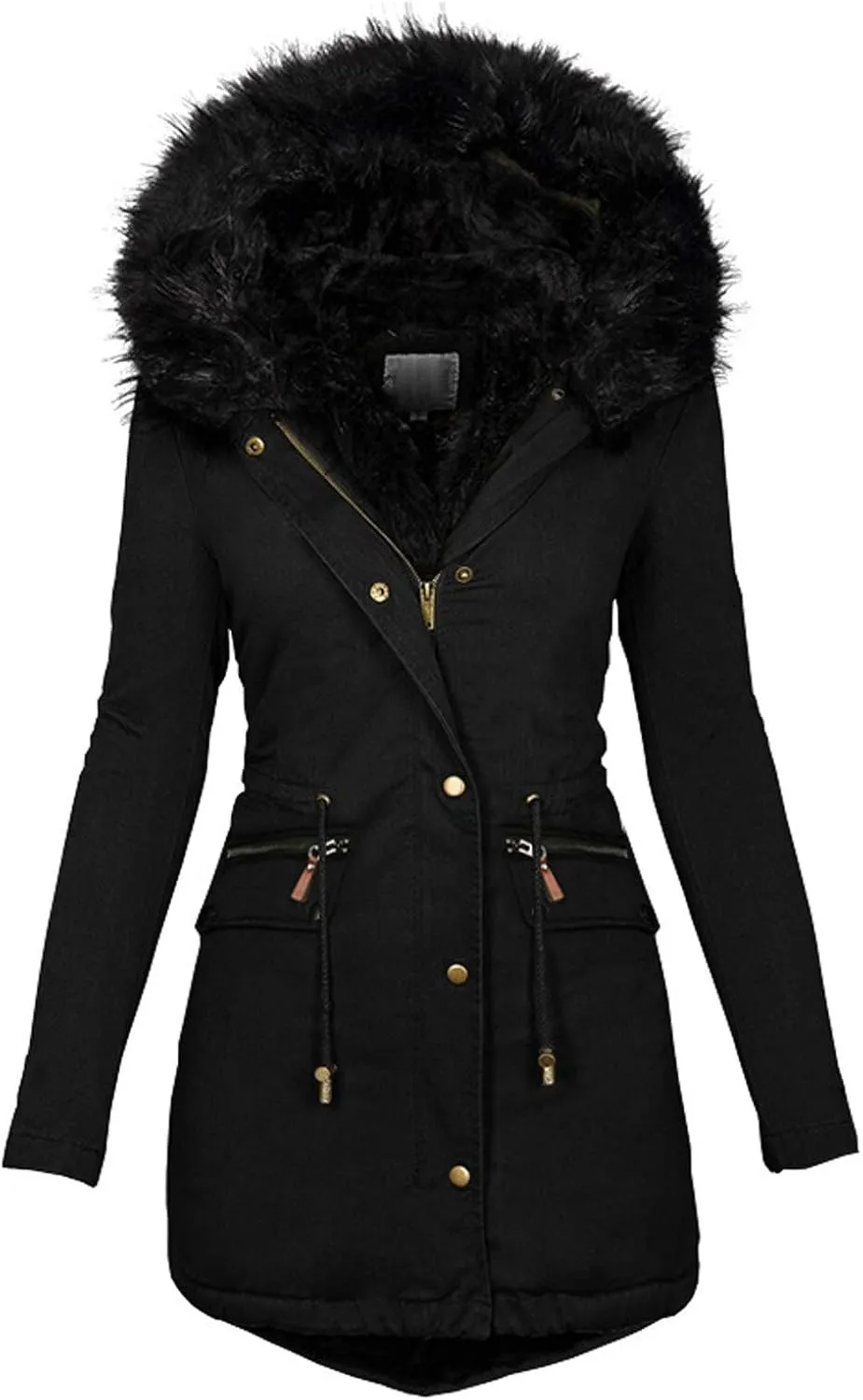 FZVYD Womens Winter Coats Warm Sherpa Lined Parkas Thickened Windproof Outerwear with Fur Hood Plus Size Puffer Down Jackets