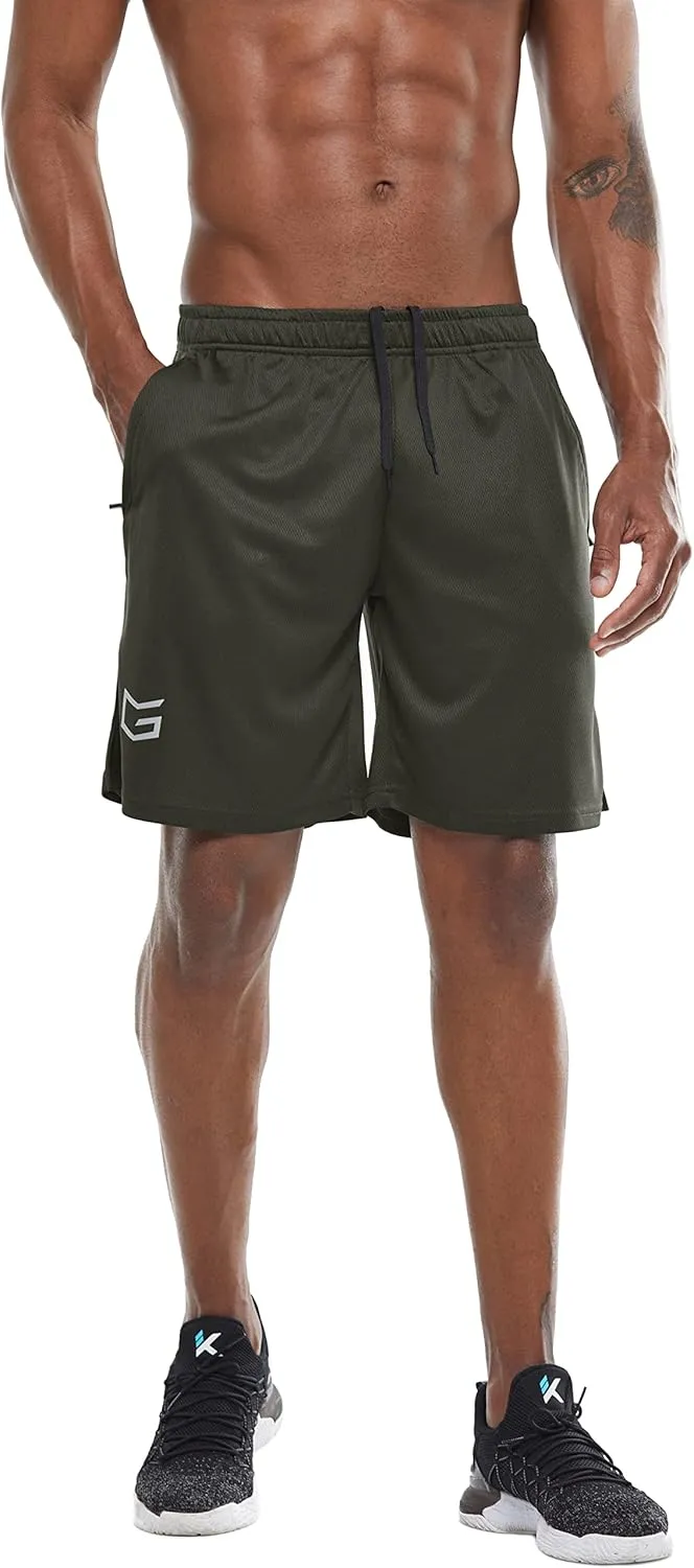 G Gradual Men's Workout Running Shorts Quick Dry Lightweight Gym Shorts with Zip Pockets