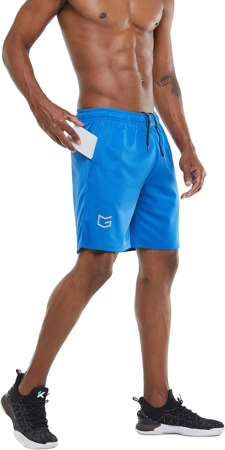 G Gradual Men's Workout Running Shorts Quick Dry Lightweight Gym Shorts with Zip Pockets