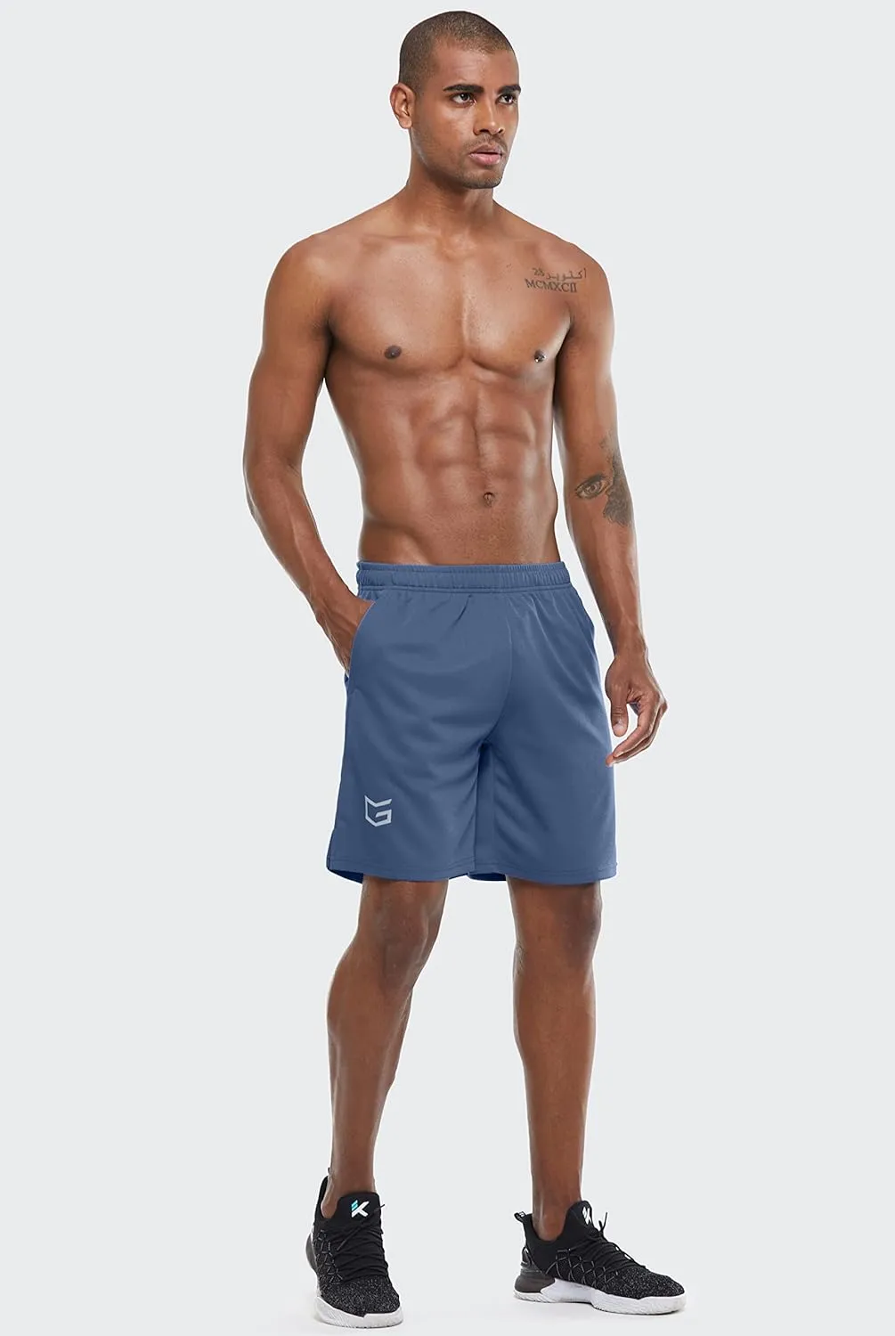 G Gradual Men's Workout Running Shorts Quick Dry Lightweight Gym Shorts with Zip Pockets