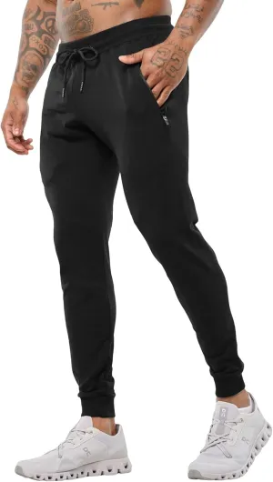 GINTPK Men's Workout Joggers Slim Fit, Tapered Gym Pants, Active Athletic Running Sweatpants with Zipper Pockets
