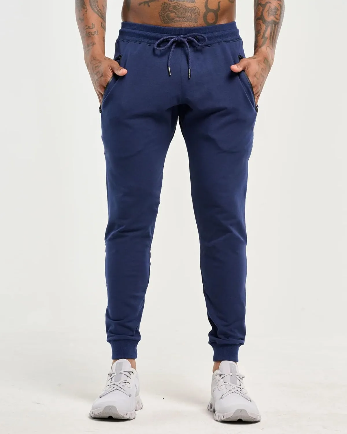 GINTPK Men's Workout Joggers Slim Fit, Tapered Gym Pants, Active Athletic Running Sweatpants with Zipper Pockets