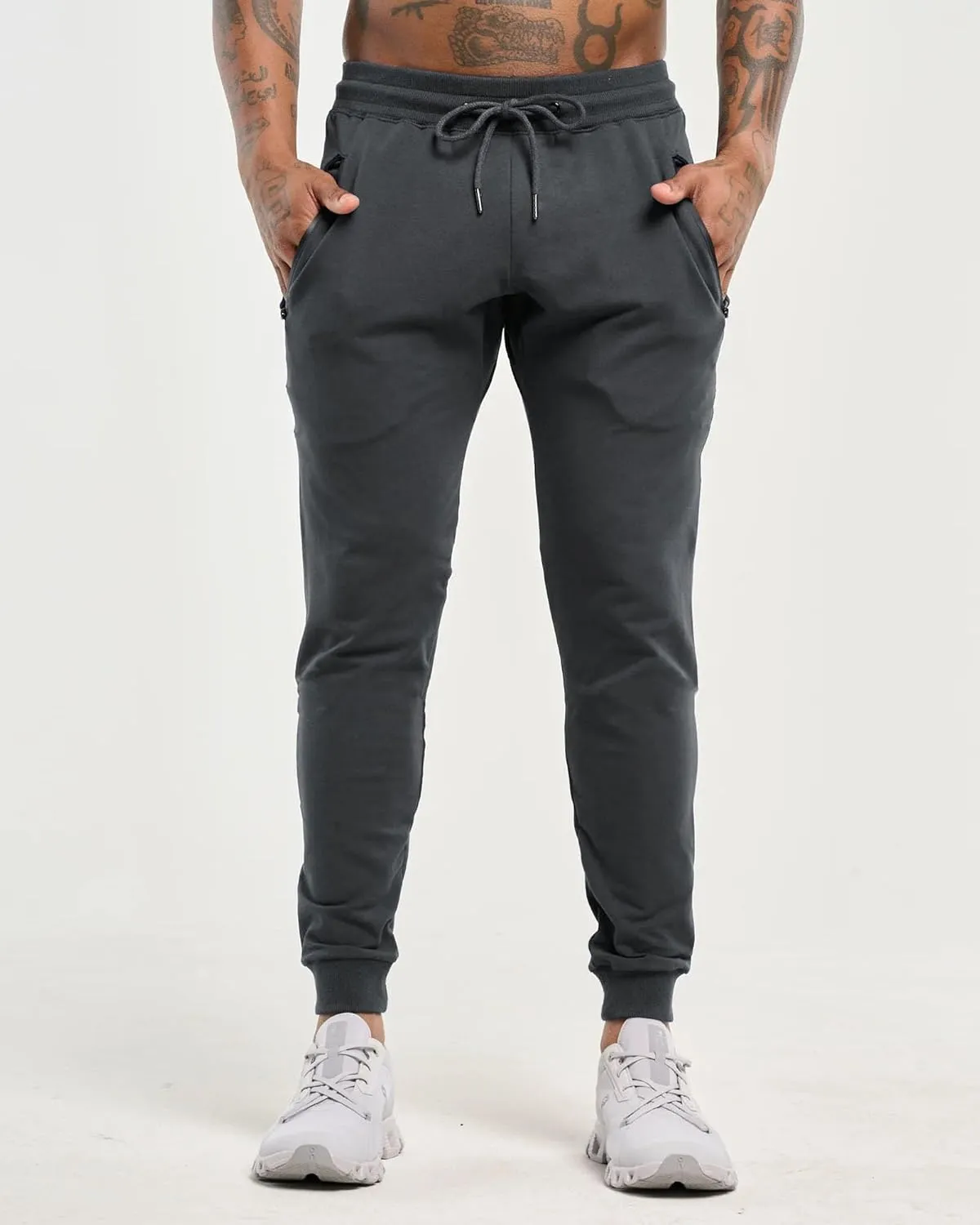 GINTPK Men's Workout Joggers Slim Fit, Tapered Gym Pants, Active Athletic Running Sweatpants with Zipper Pockets