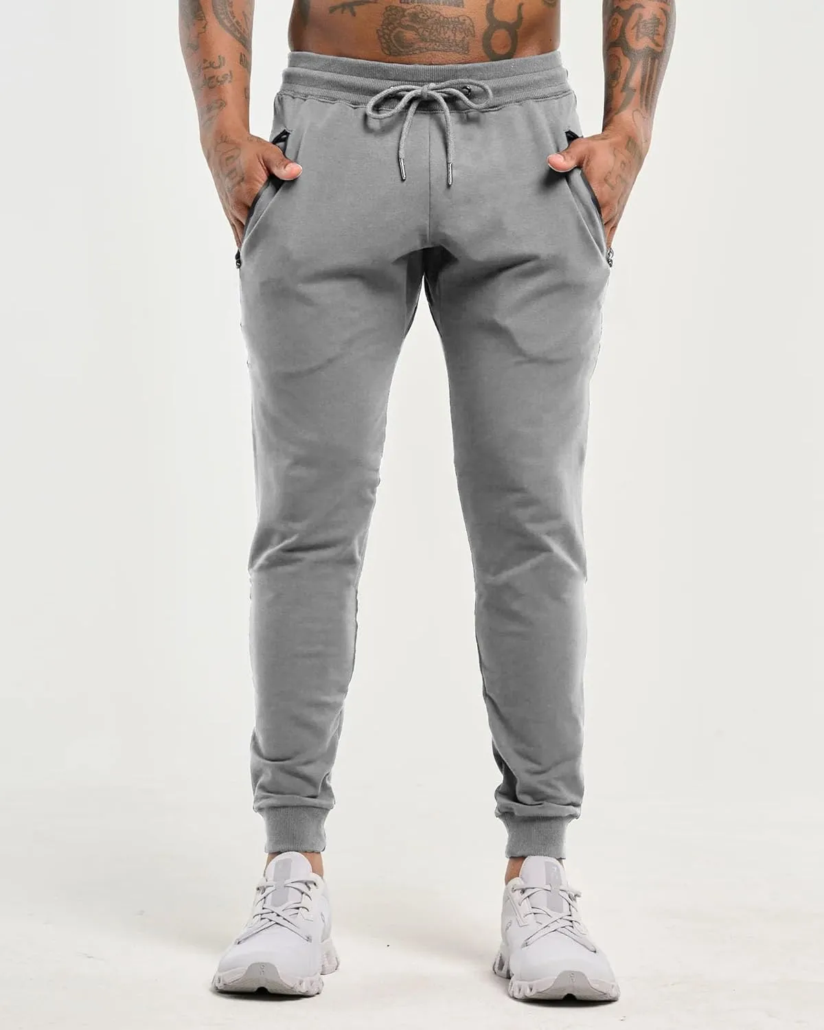 GINTPK Men's Workout Joggers Slim Fit, Tapered Gym Pants, Active Athletic Running Sweatpants with Zipper Pockets
