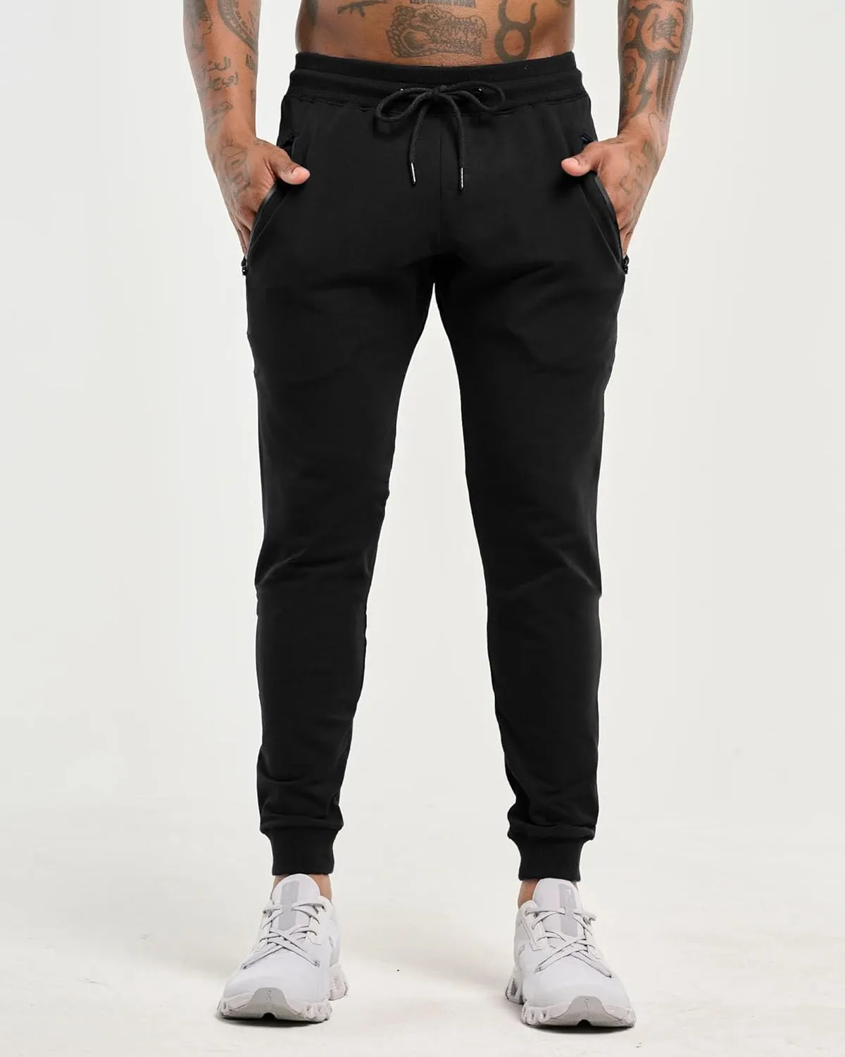 GINTPK Men's Workout Joggers Slim Fit, Tapered Gym Pants, Active Athletic Running Sweatpants with Zipper Pockets