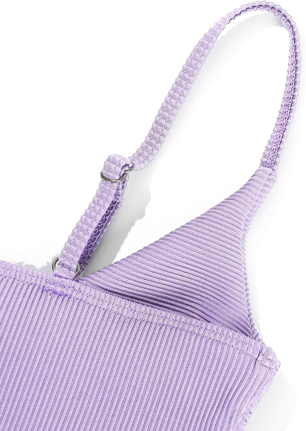 Girls' Swimsuits 2 Piece Bikini Set Solid Color Twist Cross Spaghetti Straps Bathing Suit Teen Swimwear with Chest Pad