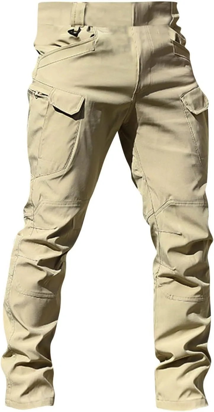 GOFULY Cargo Pants Men Hiking Ripstop Stretch Work Pants Multi Pockets Regular Fit Pants Outdoors Trousers Tactical