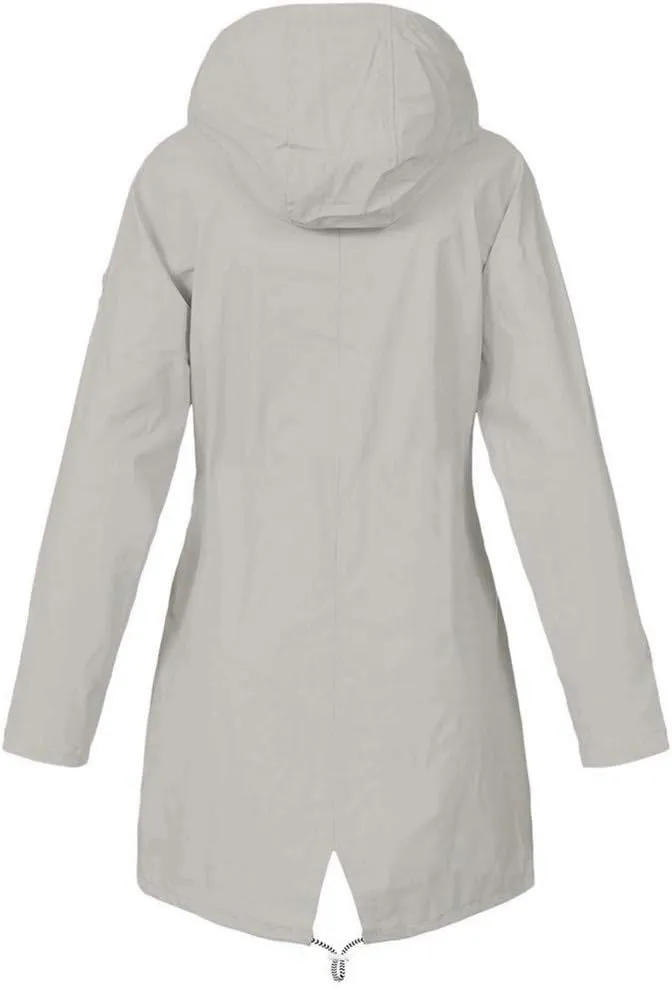 GOKKILRW Rain Jackets Women Waterproof Lightweight Striped Lined Rain Coats with Hood Outdoor Hiking Windbreakers Trench Coat