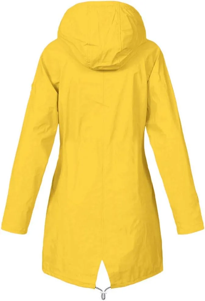 GOKKILRW Rain Jackets Women Waterproof Lightweight Striped Lined Rain Coats with Hood Outdoor Hiking Windbreakers Trench Coat