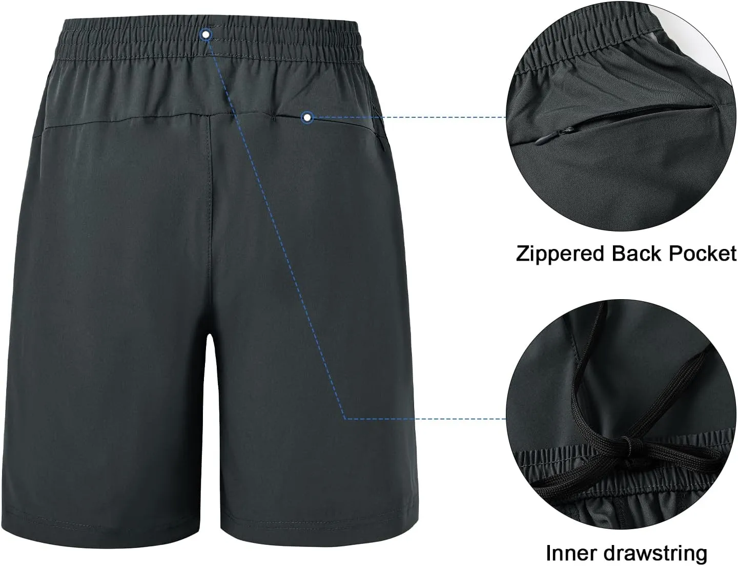Gopune Men's Athletic Running Shorts Lightweight Quick Dry Workout 7" Gym Basketball Hiking Shorts