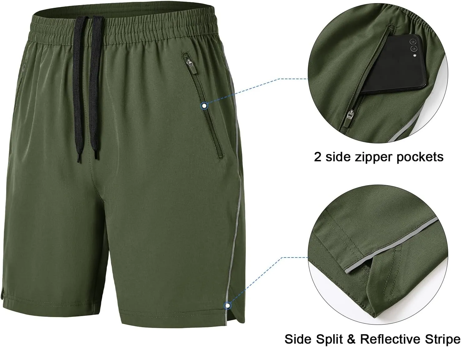 Gopune Men's Athletic Running Shorts Lightweight Quick Dry Workout 7" Gym Basketball Hiking Shorts